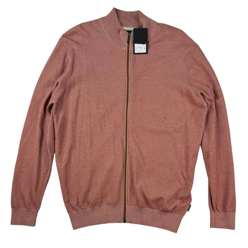 Bugatti Cotton Full Zip Sweater Orange Size L